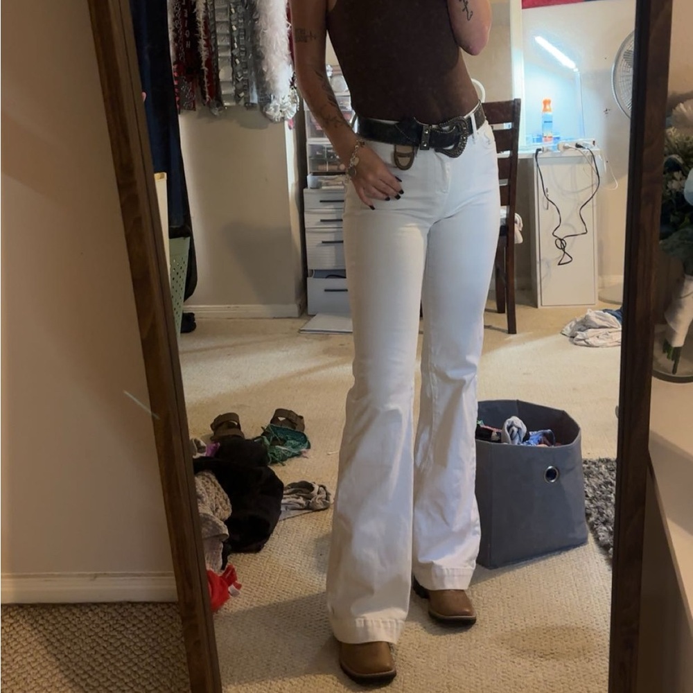 7 For All Mankind White Flare Jeans